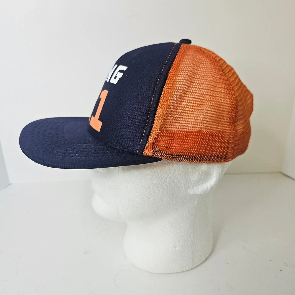 Gertex King 01 Trucker Hat Navy Blue Orange Mesh Snapback Cap G-18C3B-20